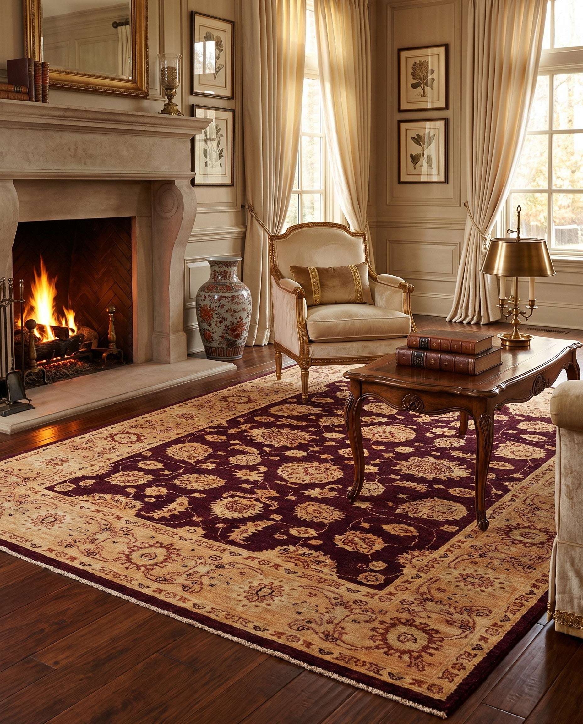 4' 11 x 6' 10 Hand Knotted Ziegler Rug