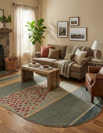 Blue Kashkuli Gabbeh Oval Rug