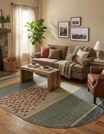 Blue Kashkuli Gabbeh Oval Rug