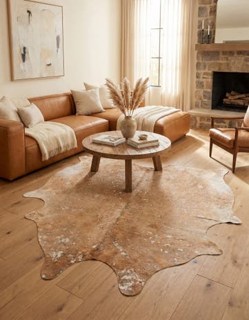 5' 11 x 6' 7 Cowhide Leather Square Rug