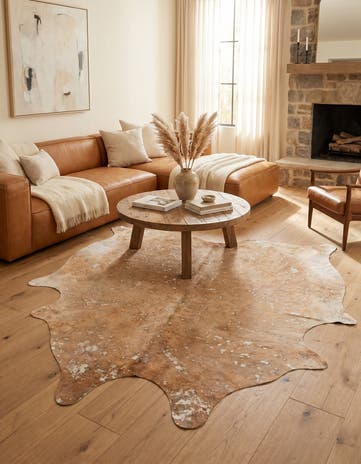 5' 11 x 6' 7 Cowhide Leather Square Rug