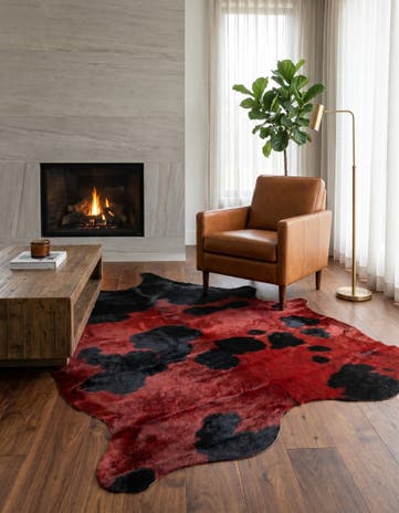 5' 10 x 6' 7 Cowhide Leather Square Rug