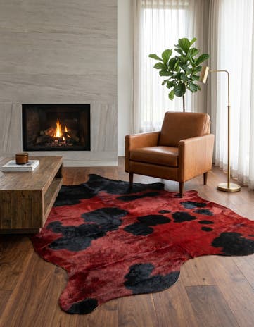 5' 10 x 6' 7 Cowhide Leather Square Rug