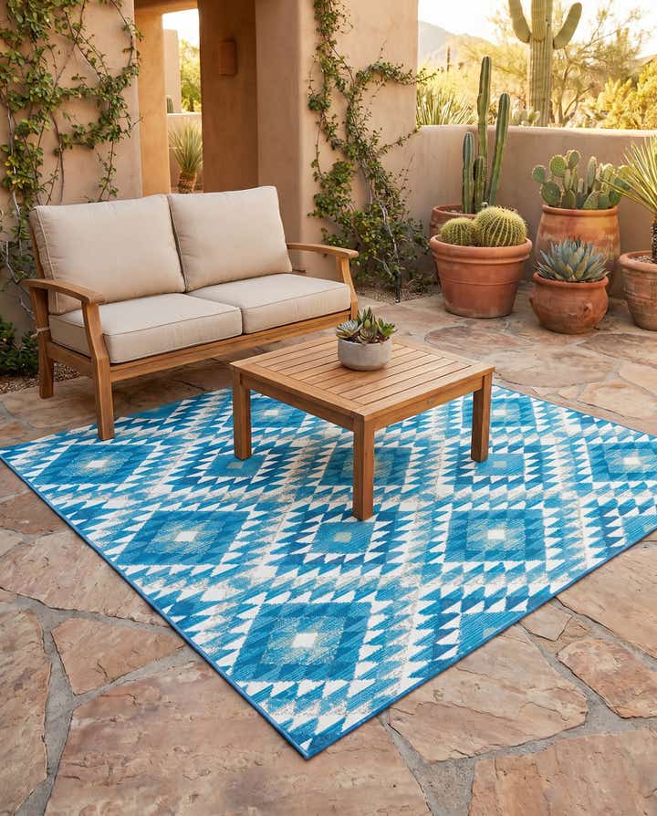 6' x 6' Easy-Clean Southwestern Indoor / Outdoor Square Rug