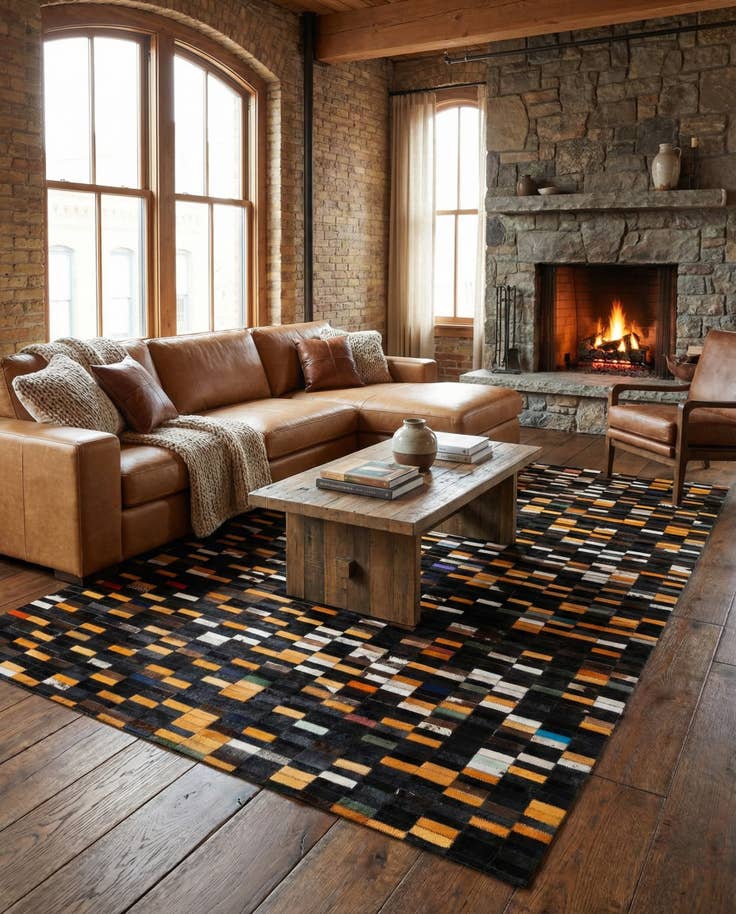 Detail image of 5' 3 x 8' 1 Cowhide - Patchwork Rug