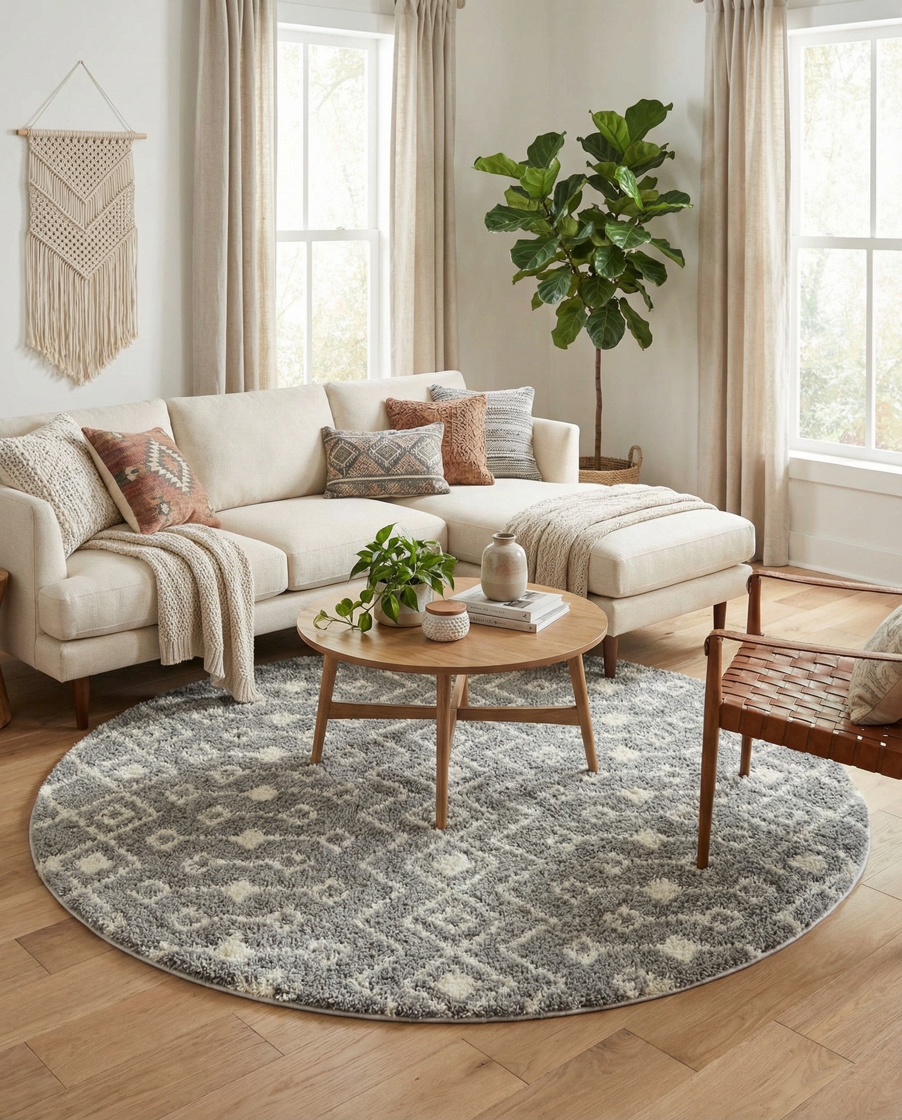 10' x 10' Moroccan Trellis Shag Round Rug