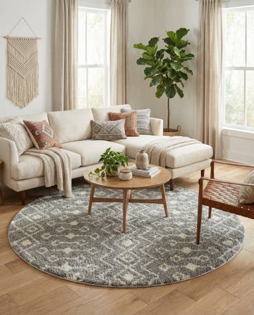  10' x 10' Moroccan Trellis Shag Round Rug