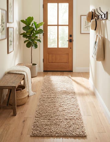 Taupe Comfort Solid Shag Runner Rug