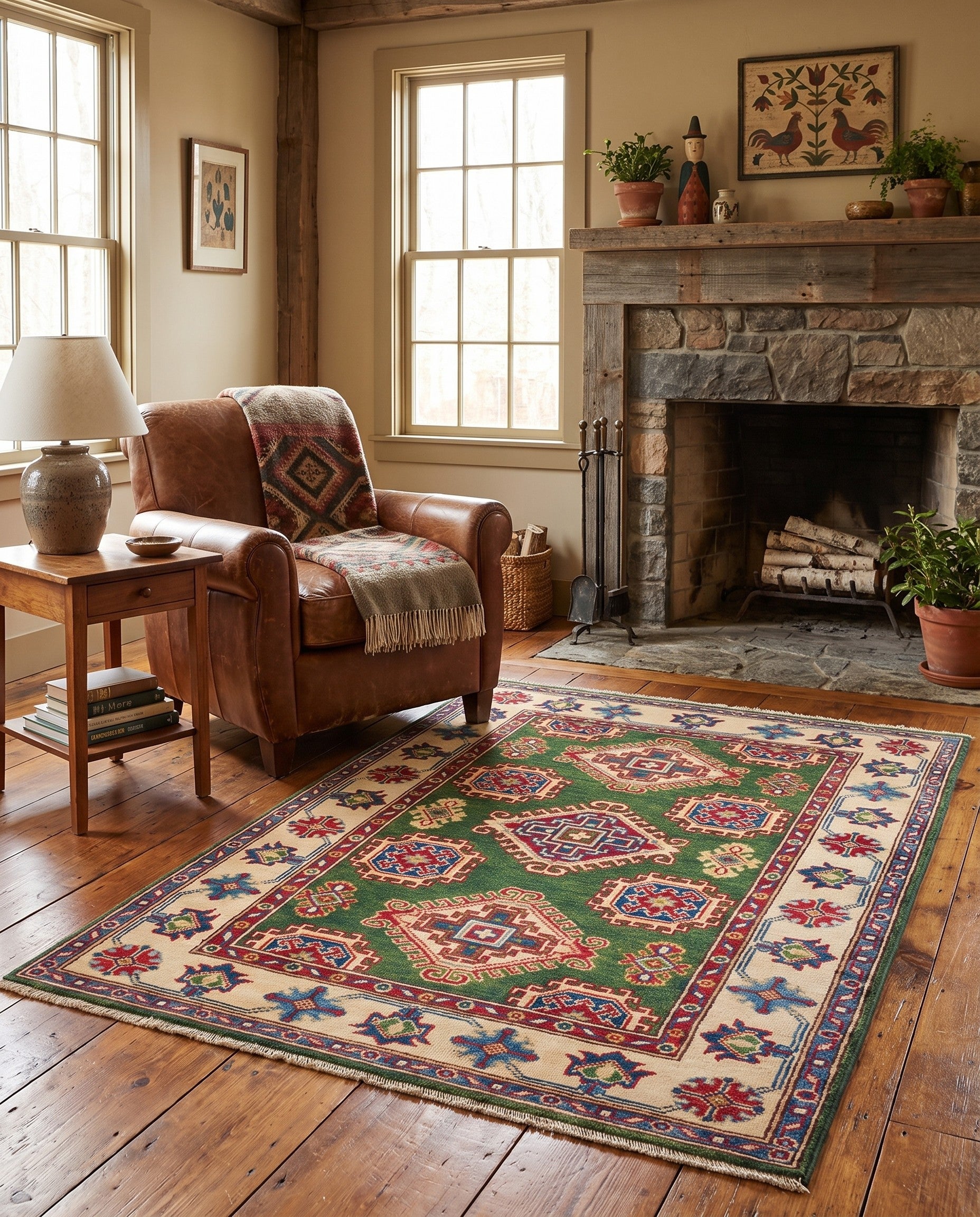 3' 5 x 4' 9 Hand Knotted Kazak Rug