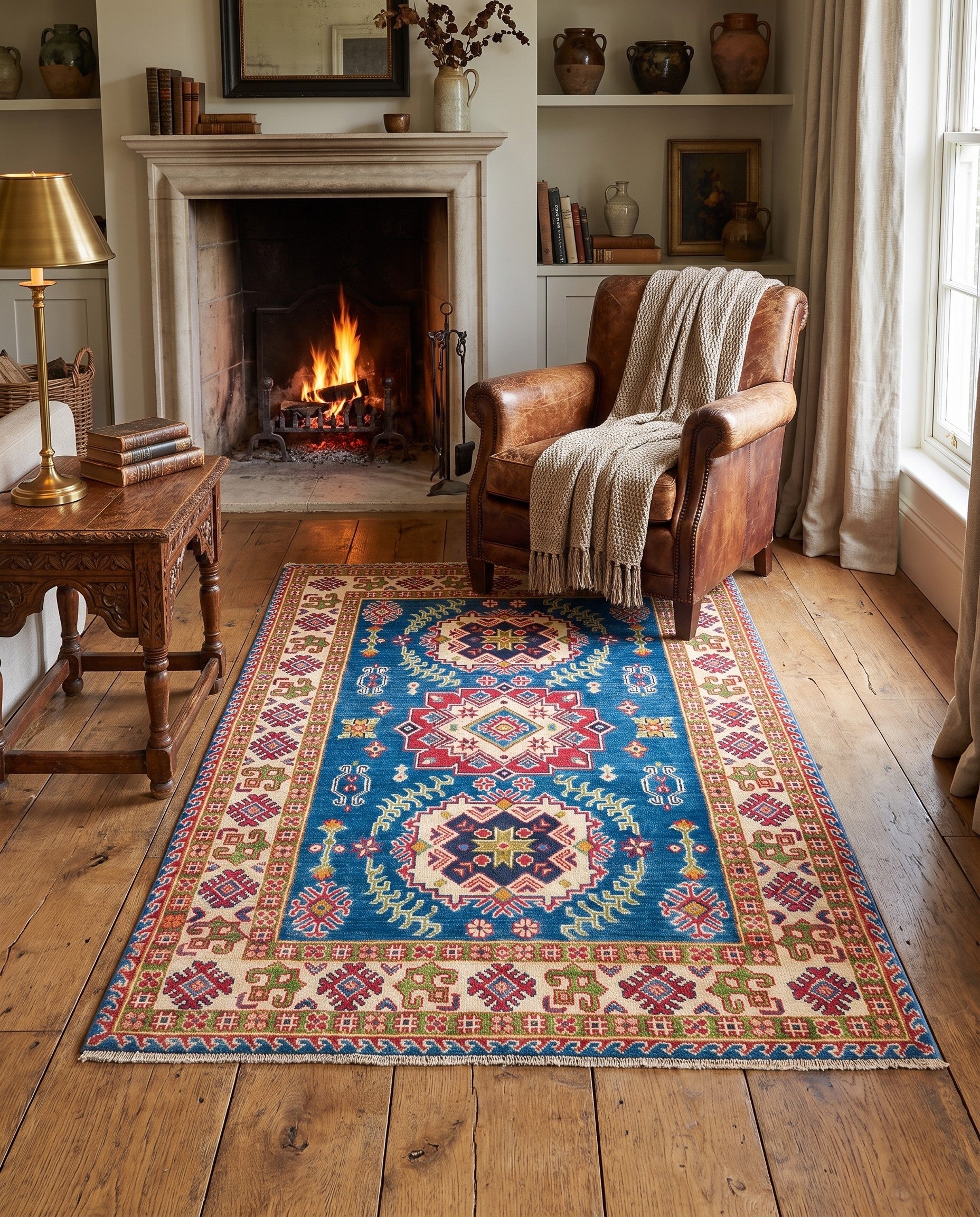 3' 11 x 6' Hand Knotted Kazak Rug