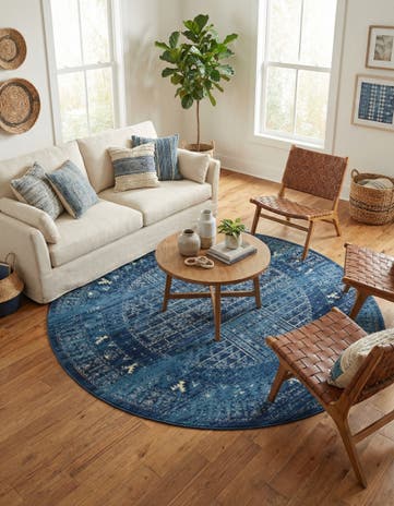 Blue Kennedy Round Rug