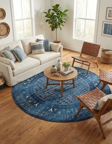 Blue Kennedy Round Rug
