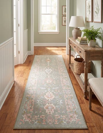 Light Green Kamala Washable Runner Rug