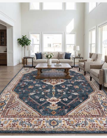 Navy Blue Kamala Washable Rug