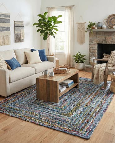  5' 1 x 8'  Hand Braided Chindi Rug