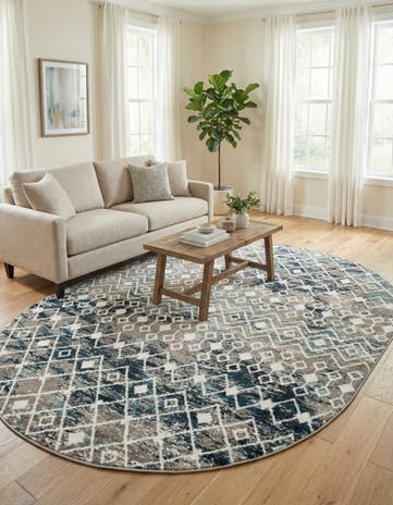 7' 10 x 10' Moroccan Trellis Oval Rug