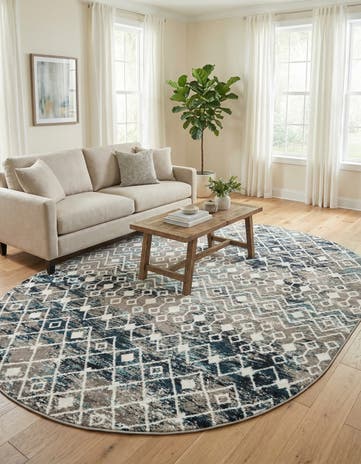 7' 10 x 10' Moroccan Trellis Oval Rug