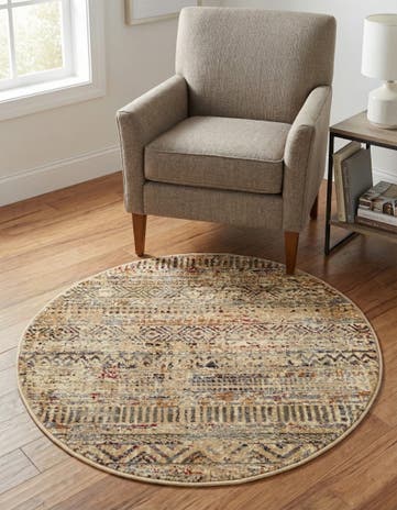 Beige Saturn Round Rug