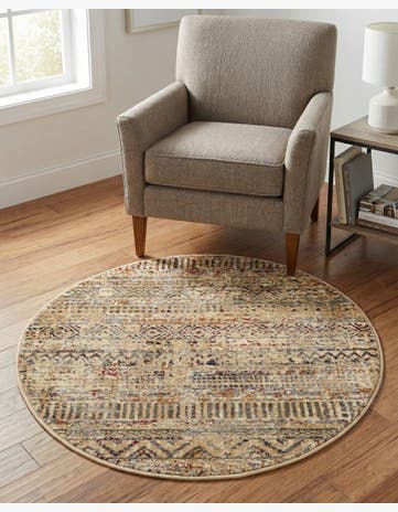 Beige Saturn Round Rug