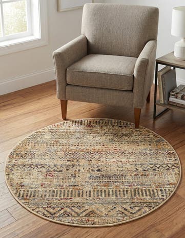 Beige Saturn Round Rug