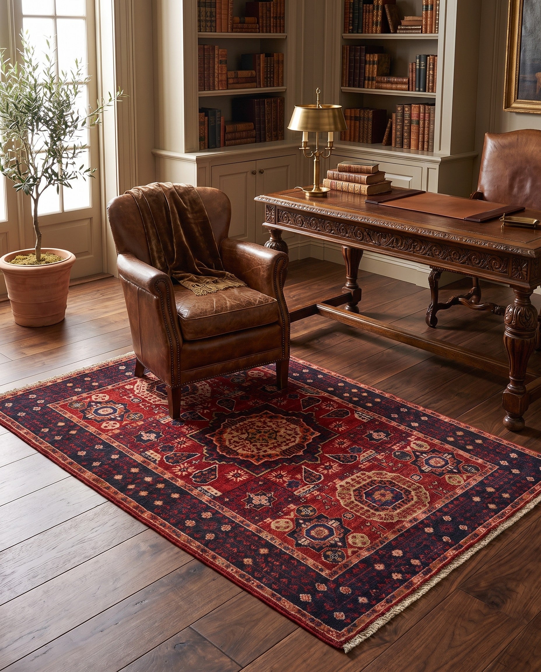 3' 7 x 4' 11 Hand Knotted Mamluk Ziegler Rug