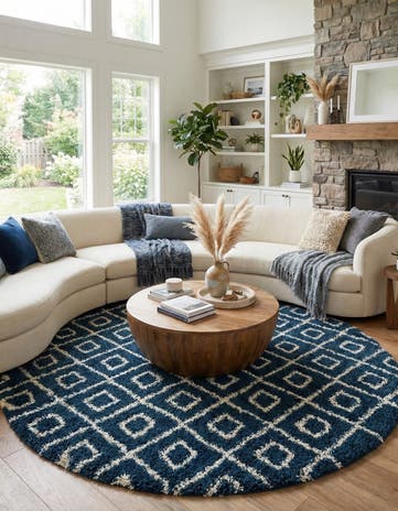 10' x 10' Lattice Shag Round Rug