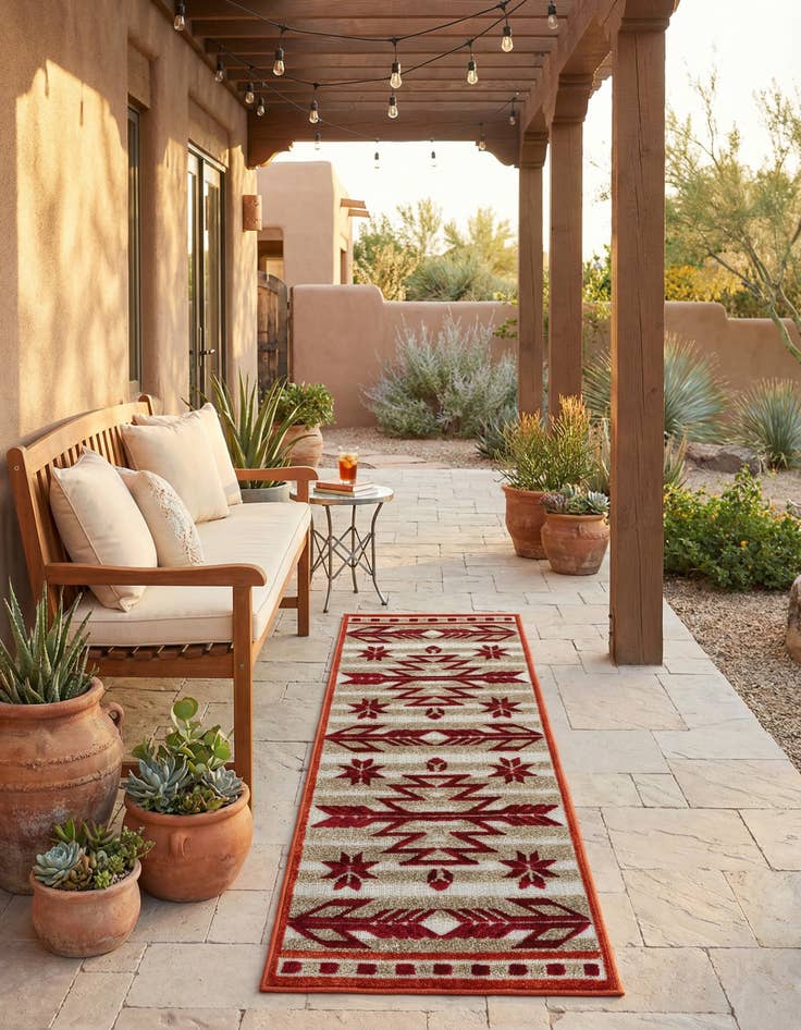 Detail image of 2' x 6' Easy-Clean Modern Indoor / Outdoor Runner Rug