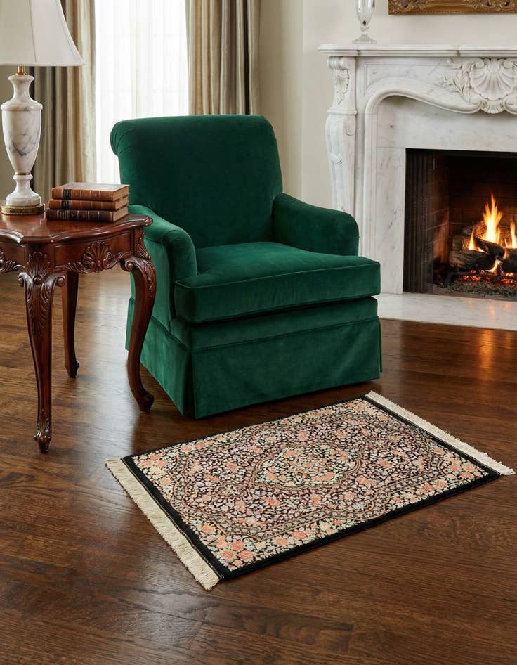 Detail image of 2' x 2' 11 Ghom Silk Rug