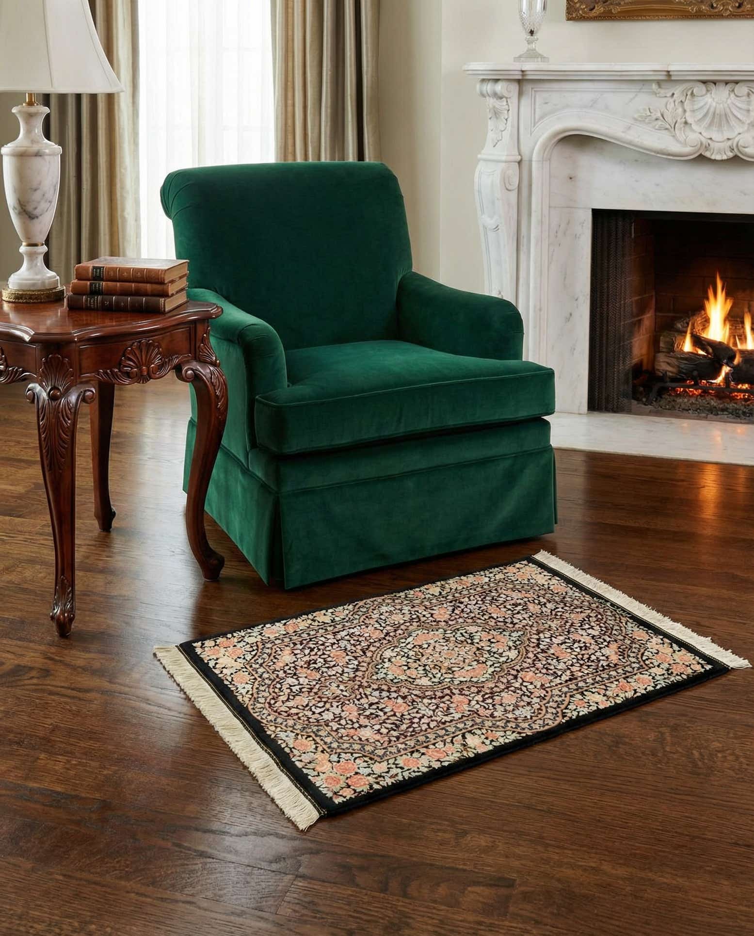 2' x 2' 11 Ghom Silk Rug