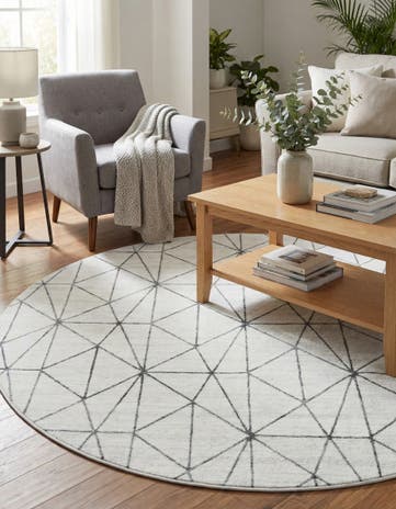7' x 7' Lattice Trellis Round Rug