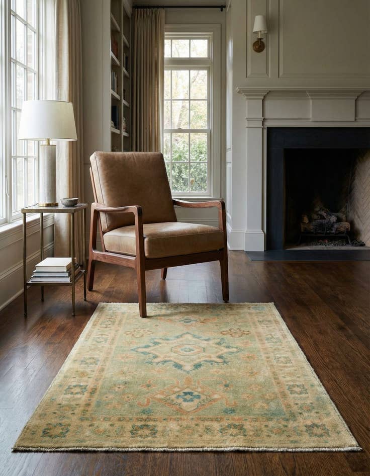 Detail image of 3' 5 x 4' 4 Hand Knotted Oushak Wool Rug