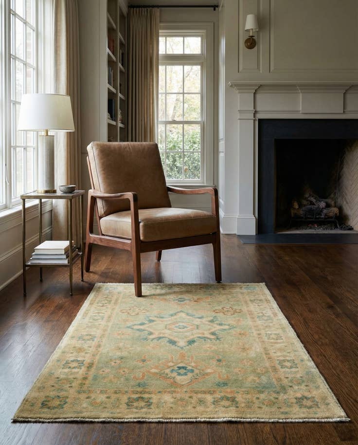 Detail image of 3' 5 x 4' 4 Hand Knotted Oushak Wool Rug