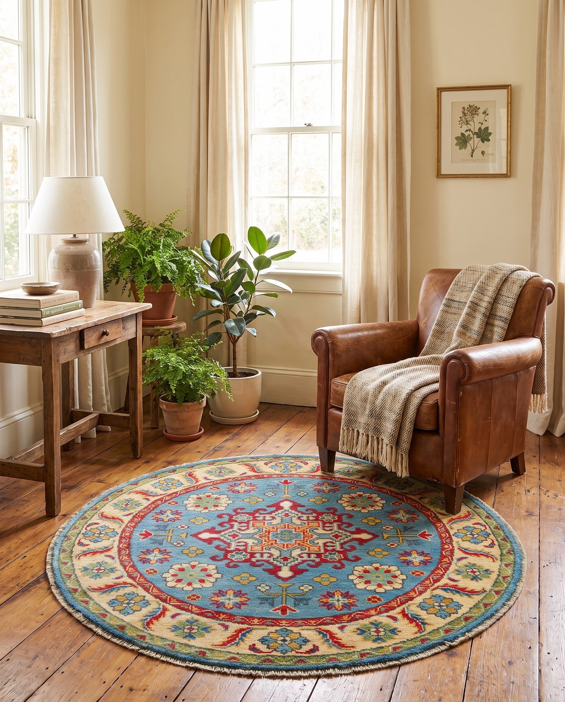 3' 3 x 3' 4 Hand Knotted Kazak Round Rug