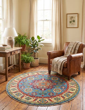3' 3 x 3' 4 Hand Knotted Kazak Round Rug