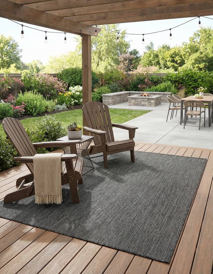 Detail image of 5' 3 x 8' Easy-Clean Solid Indoor / Outdoor Rug