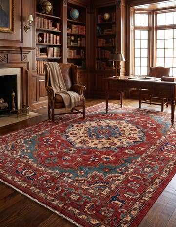 6' 9 x 10' Hand Knotted Heriz Rug