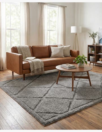 Gray Trellis Shag Rug