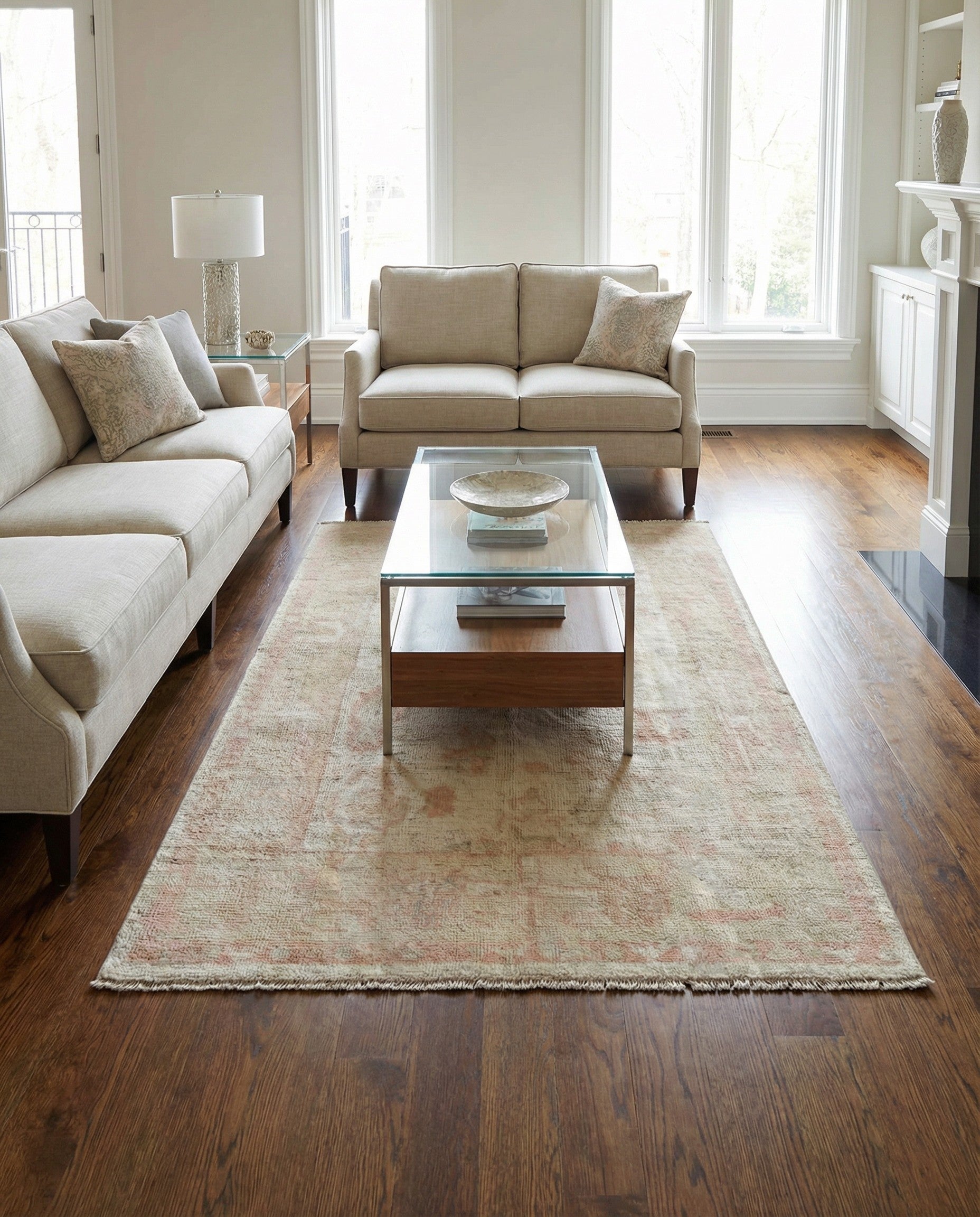 4' 2 x 6' 3 Hand Knotted Oushak Wool Rug