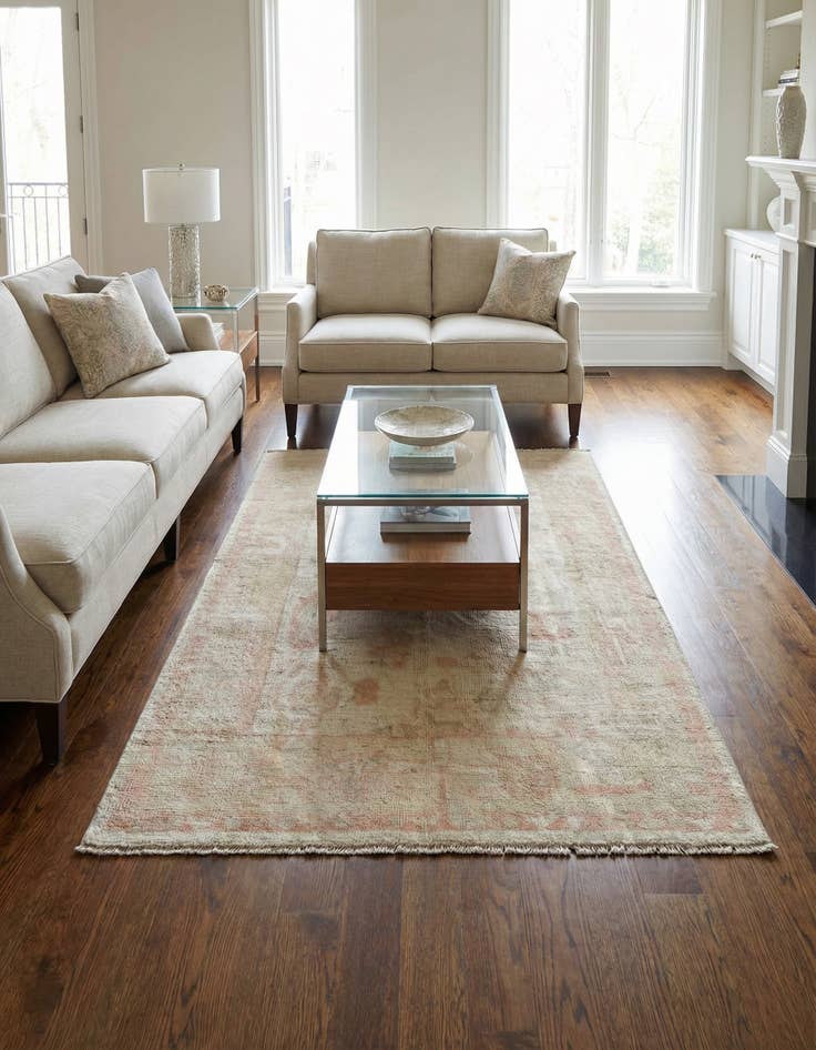 Detail image of 4' 2 x 6' 3 Hand Knotted Oushak Wool Rug