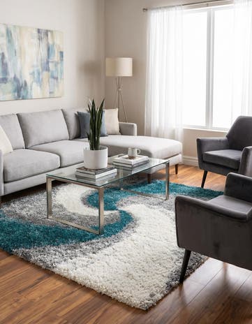Turquoise Soft Touch Shag Square Rug