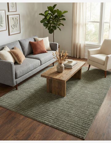 Vintage Army Green Textura Designer Rug