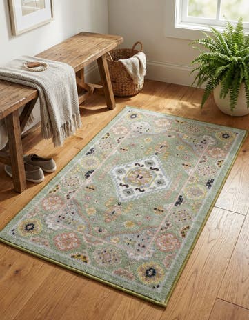 Light Green Kamala Washable Rug