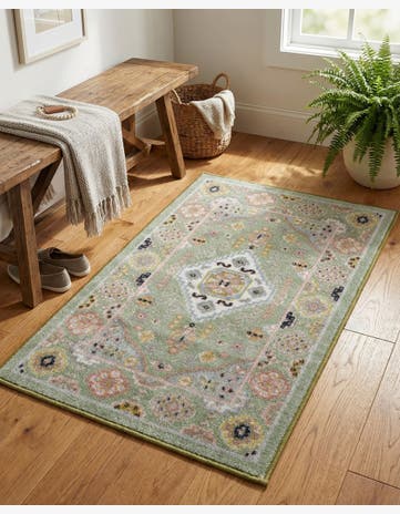 Light Green Kamala Washable Rug