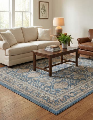 Light Blue Vienna Square Rug