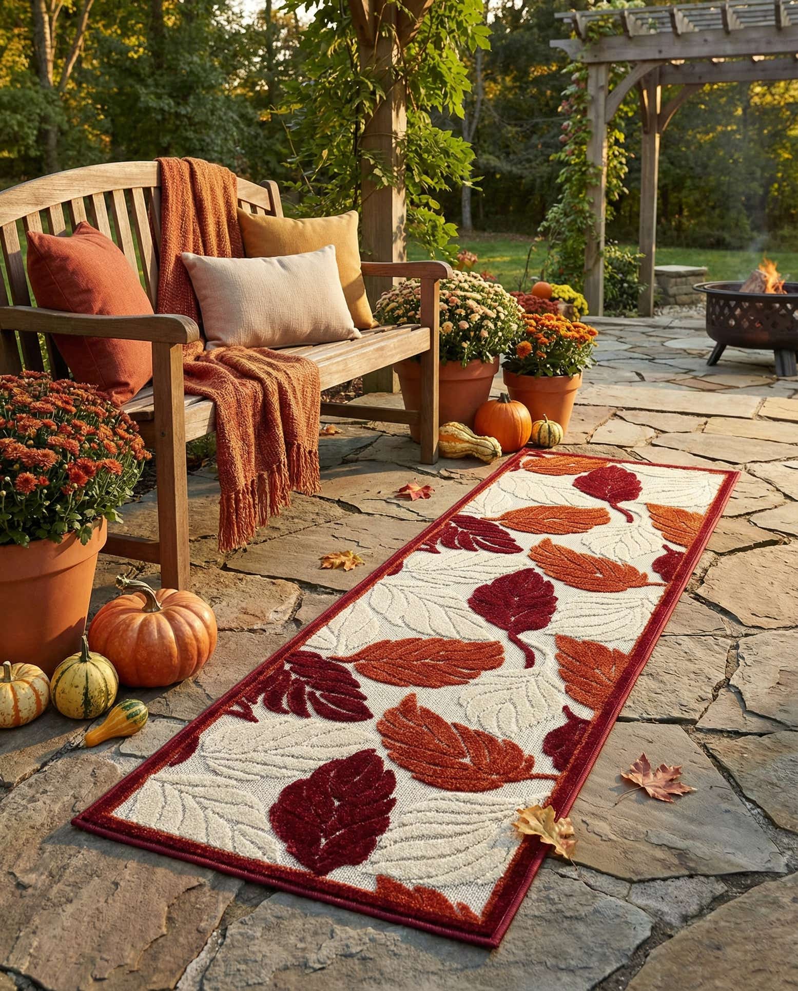 2' x 6' Easy-Clean Botanical Indoor / Outdoor Runner Rug