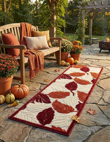 Terracotta Easy-Clean Botanical Indoor / Outdoor Runner Rug