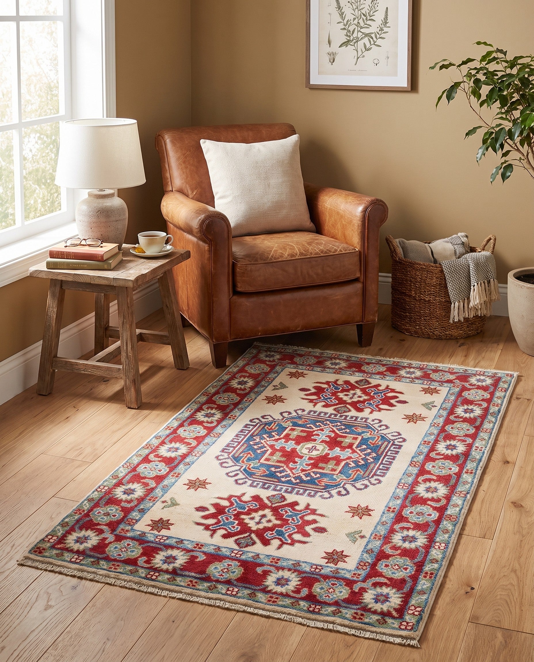 2' 7 x 4' 4 Hand Knotted Kazak Rug
