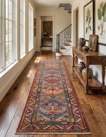 2' 9 x 9' 6 Hand Knotted Kazak Runner Rug