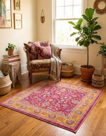Berry Pink Medina Square Rug