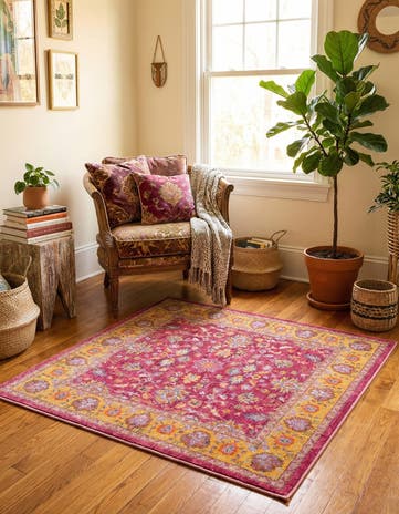 Berry Pink Medina Square Rug